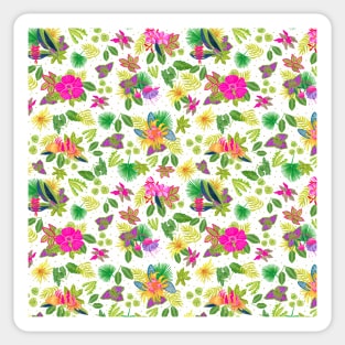 Tropical Flowers on White Background Sticker